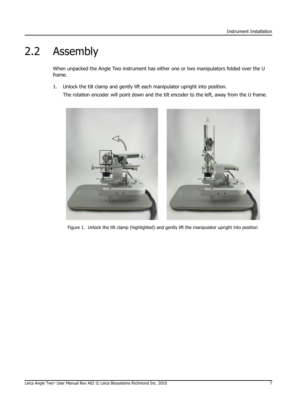 2 assembly, Assembly | Leica Biosystems ANGLE TWO User Manual | Page 7 / 50