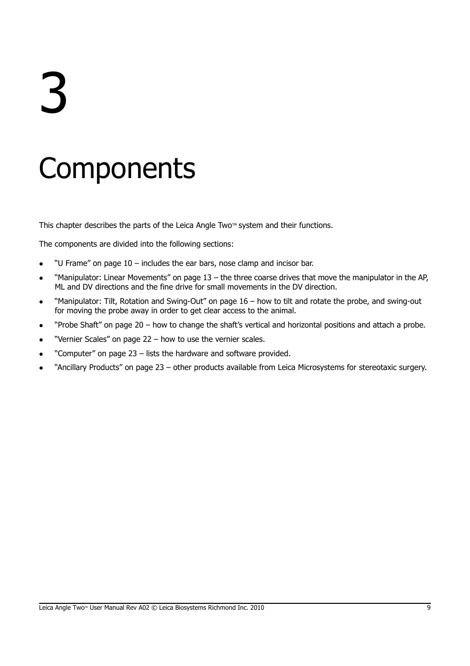 Components | Leica Biosystems ANGLE TWO User Manual | Page 9 / 50