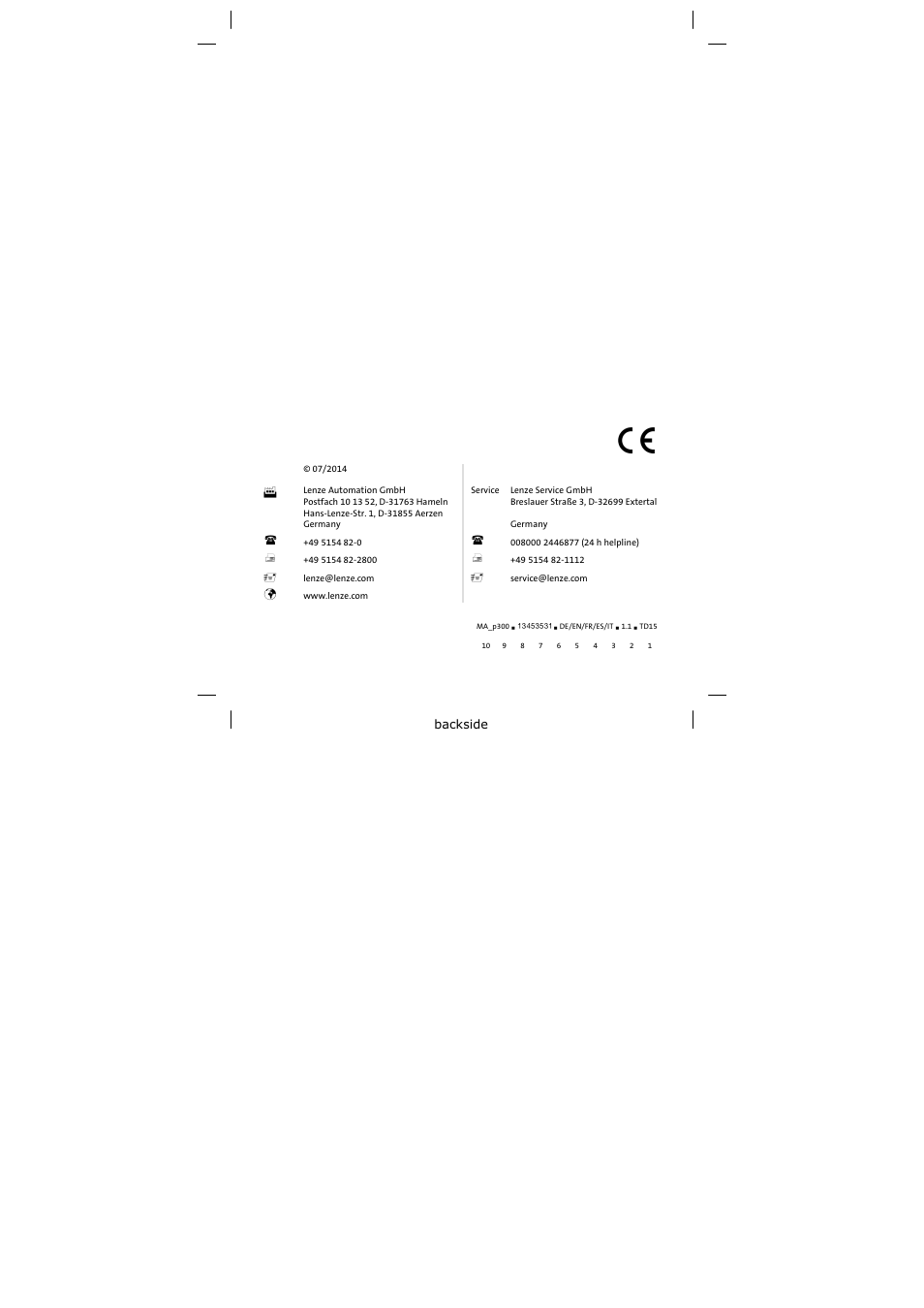 Lenze p300 Mounting Instructions User Manual | Page 12 / 12