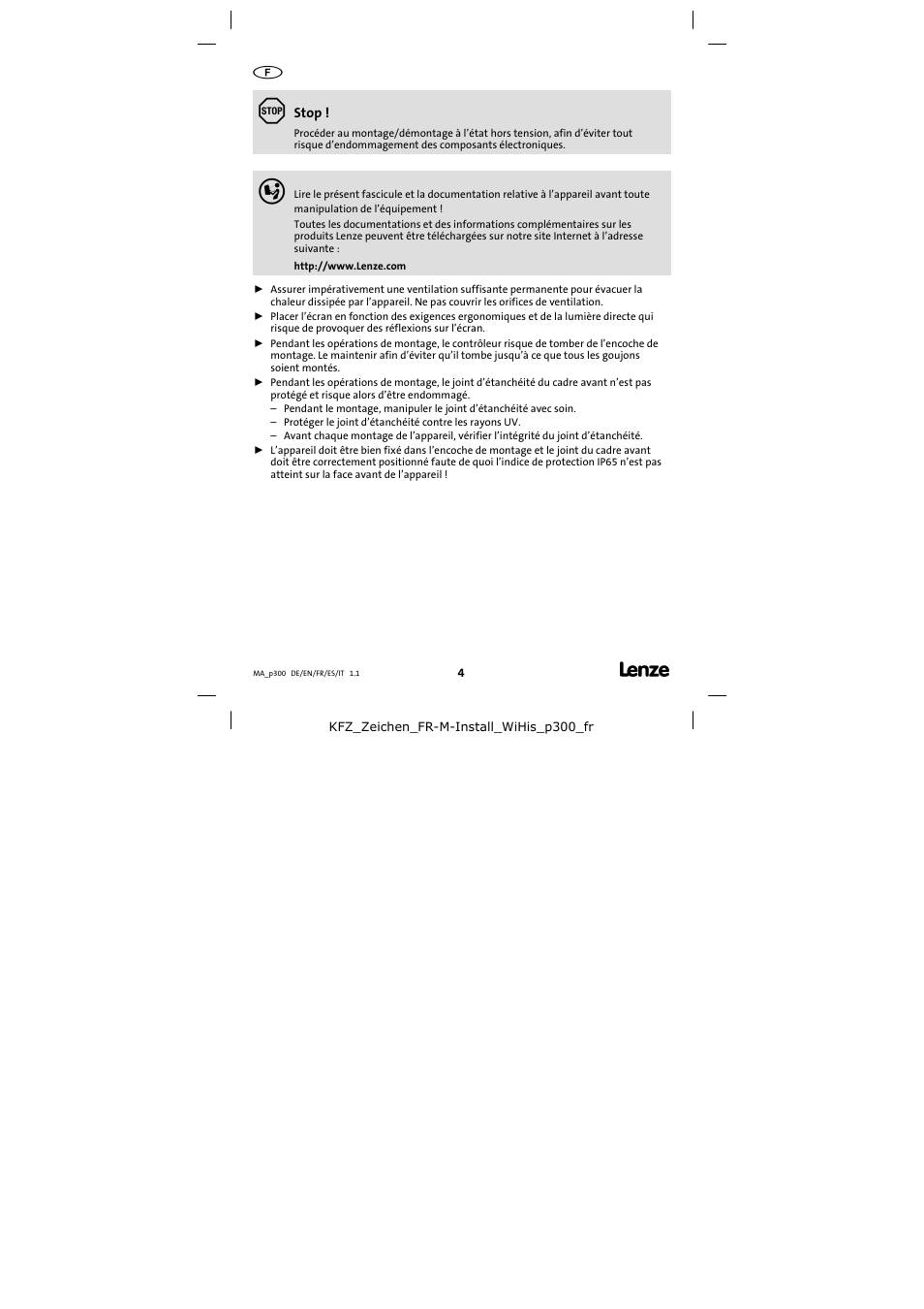 Lenze p300 Mounting Instructions User Manual | Page 4 / 12