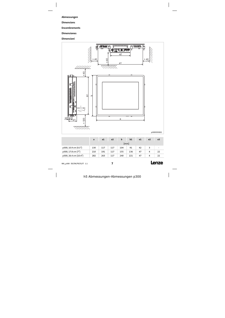 Lenze p300 Mounting Instructions User Manual | Page 7 / 12