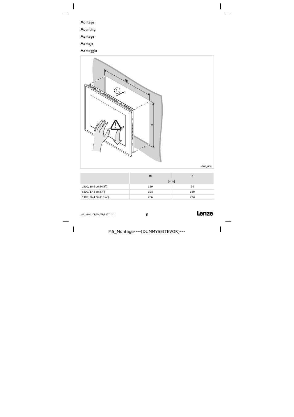 Lenze p300 Mounting Instructions User Manual | Page 8 / 12