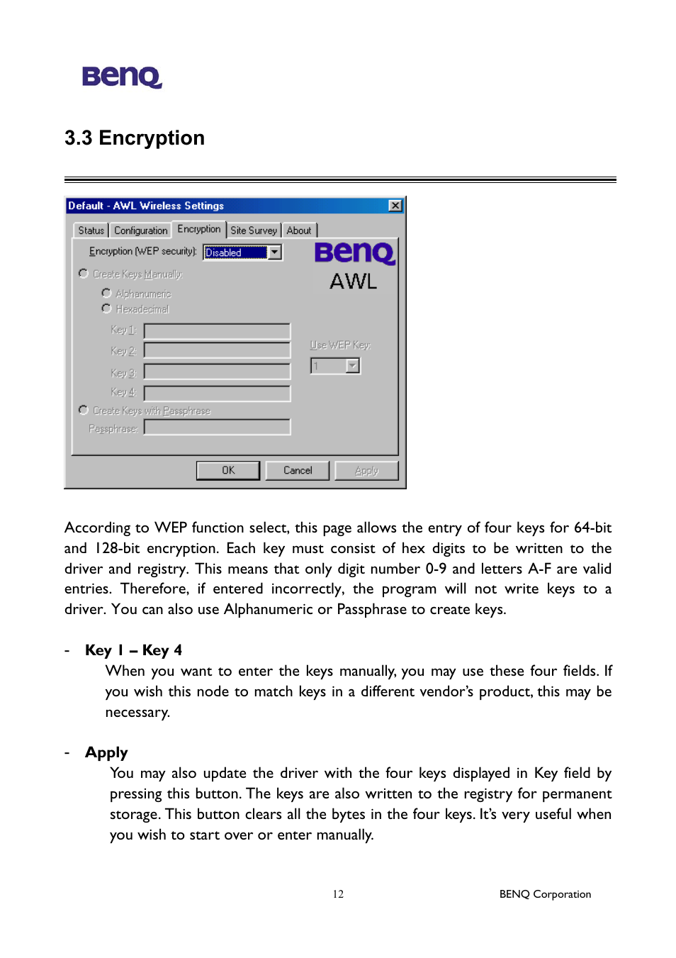 3 encryption | BenQ AWL-100 User Manual | Page 16 / 19