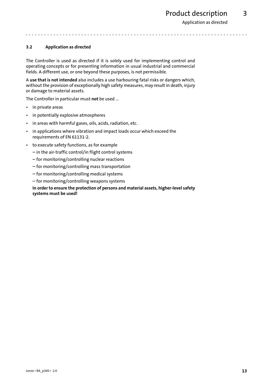 2 application as directed, Application as directed, Product description | Lenze p300 Operating Instructions User Manual | Page 13 / 37