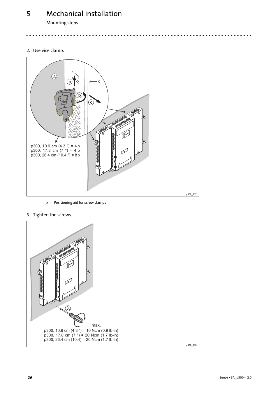 Mechanical installation | Lenze p300 Operating Instructions User Manual | Page 26 / 37