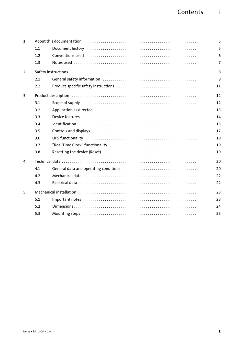 Lenze p300 Operating Instructions User Manual | Page 3 / 37