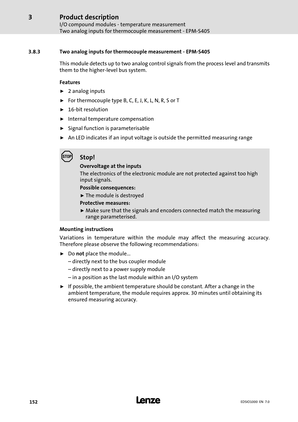 Product description | Lenze I/O system 1000 System Manual User Manual | Page 152 / 744