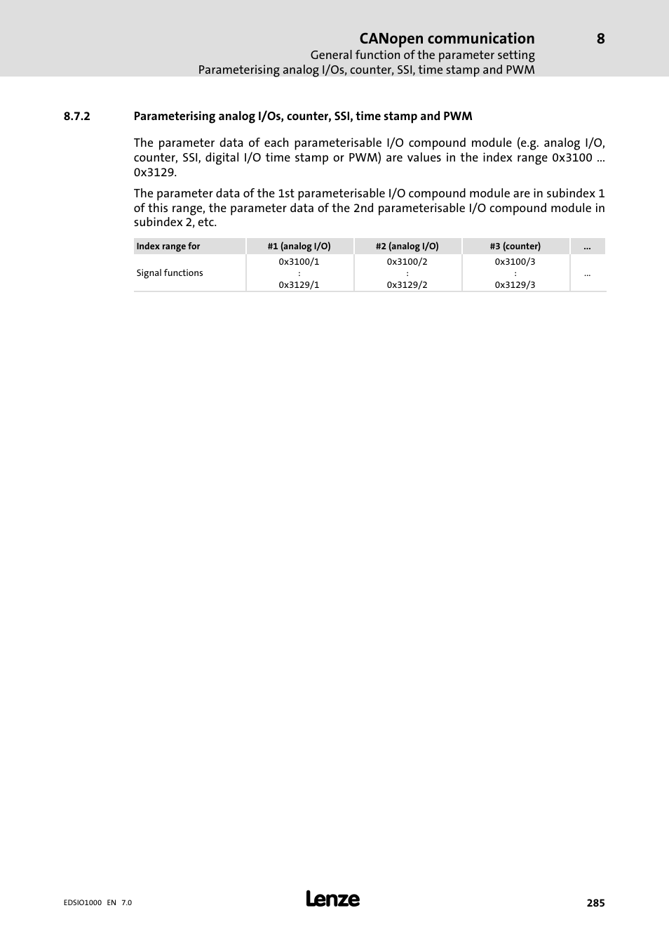 Canopen communication | Lenze I/O system 1000 System Manual User Manual | Page 285 / 744