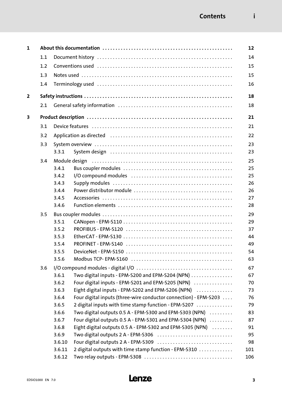 Lenze I/O system 1000 System Manual User Manual | Page 3 / 744