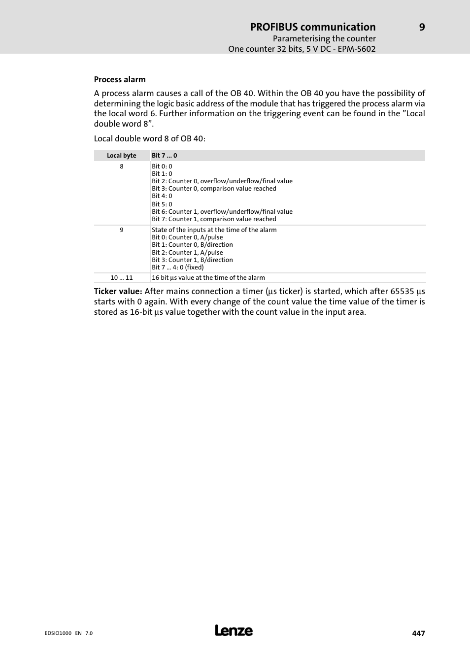 Profibus communication | Lenze I/O system 1000 System Manual User Manual | Page 447 / 744