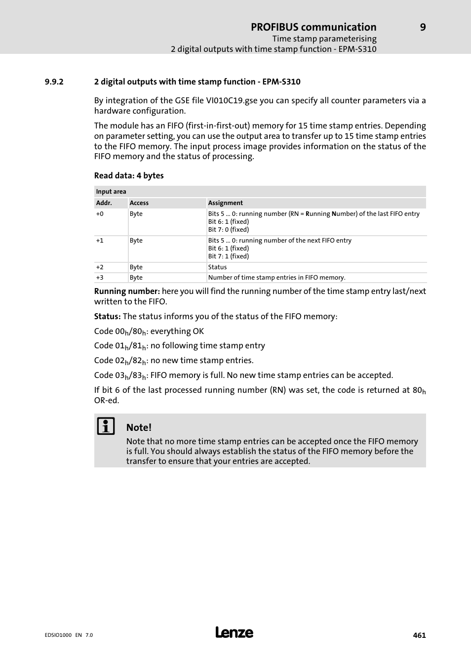 Profibus communication | Lenze I/O system 1000 System Manual User Manual | Page 461 / 744