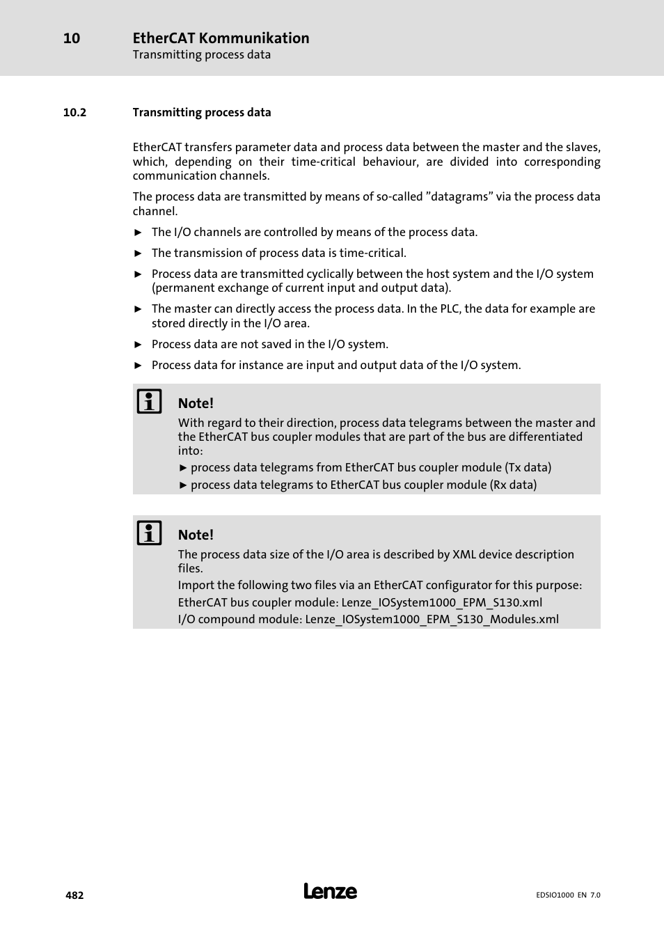 2 transmitting process data, Ethercat kommunikation | Lenze I/O system 1000 System Manual User Manual | Page 482 / 744