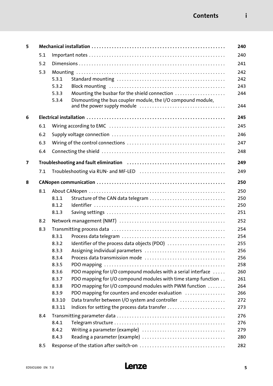 Contents i | Lenze I/O system 1000 System Manual User Manual | Page 5 / 744