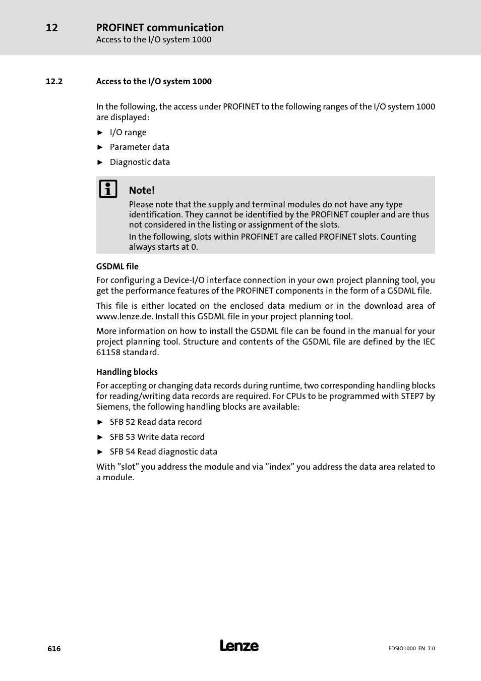 2 access to the i/o system 1000, Profinet communication | Lenze I/O system 1000 System Manual User Manual | Page 616 / 744