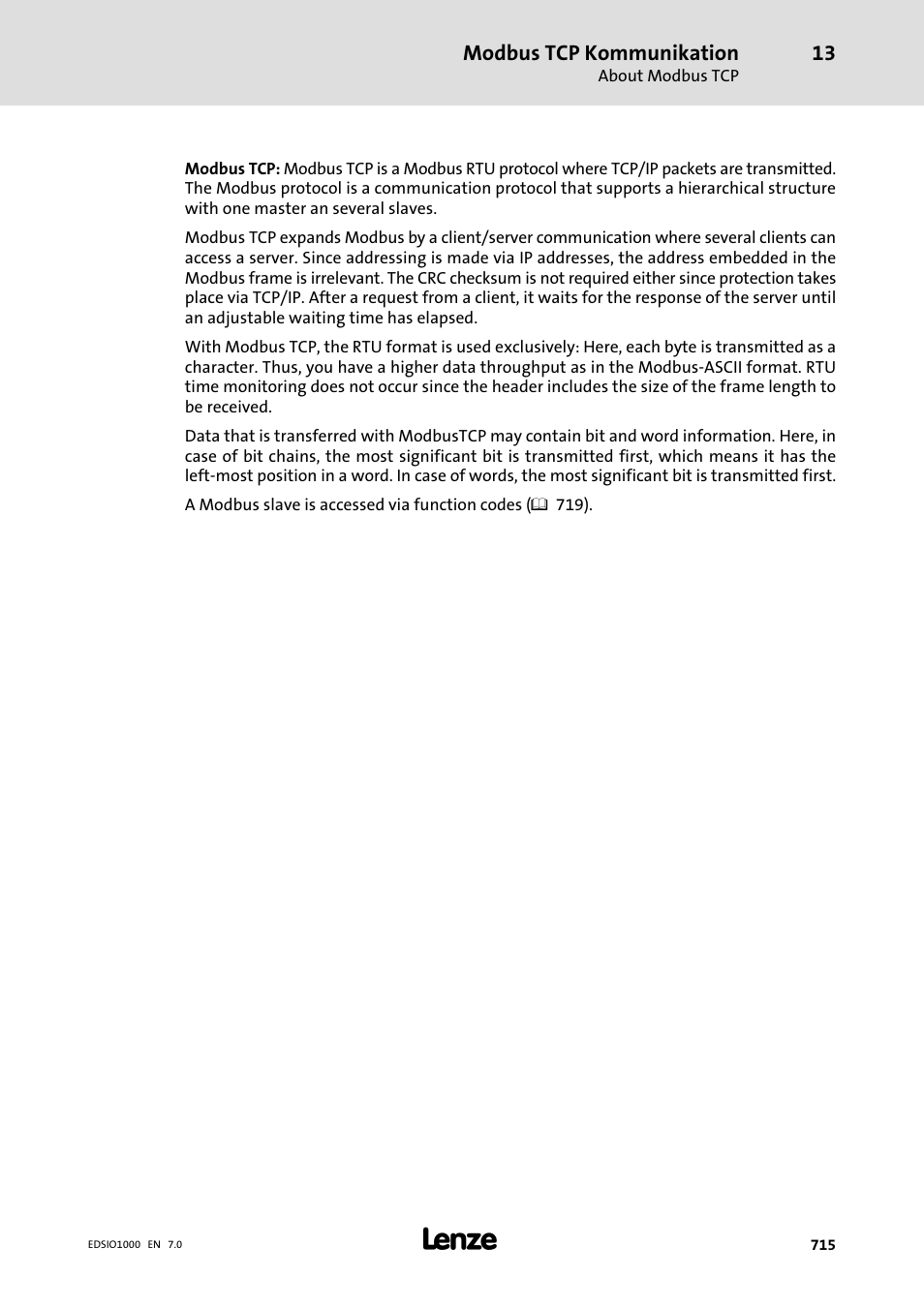 Modbus tcp kommunikation | Lenze I/O system 1000 System Manual User Manual | Page 715 / 744