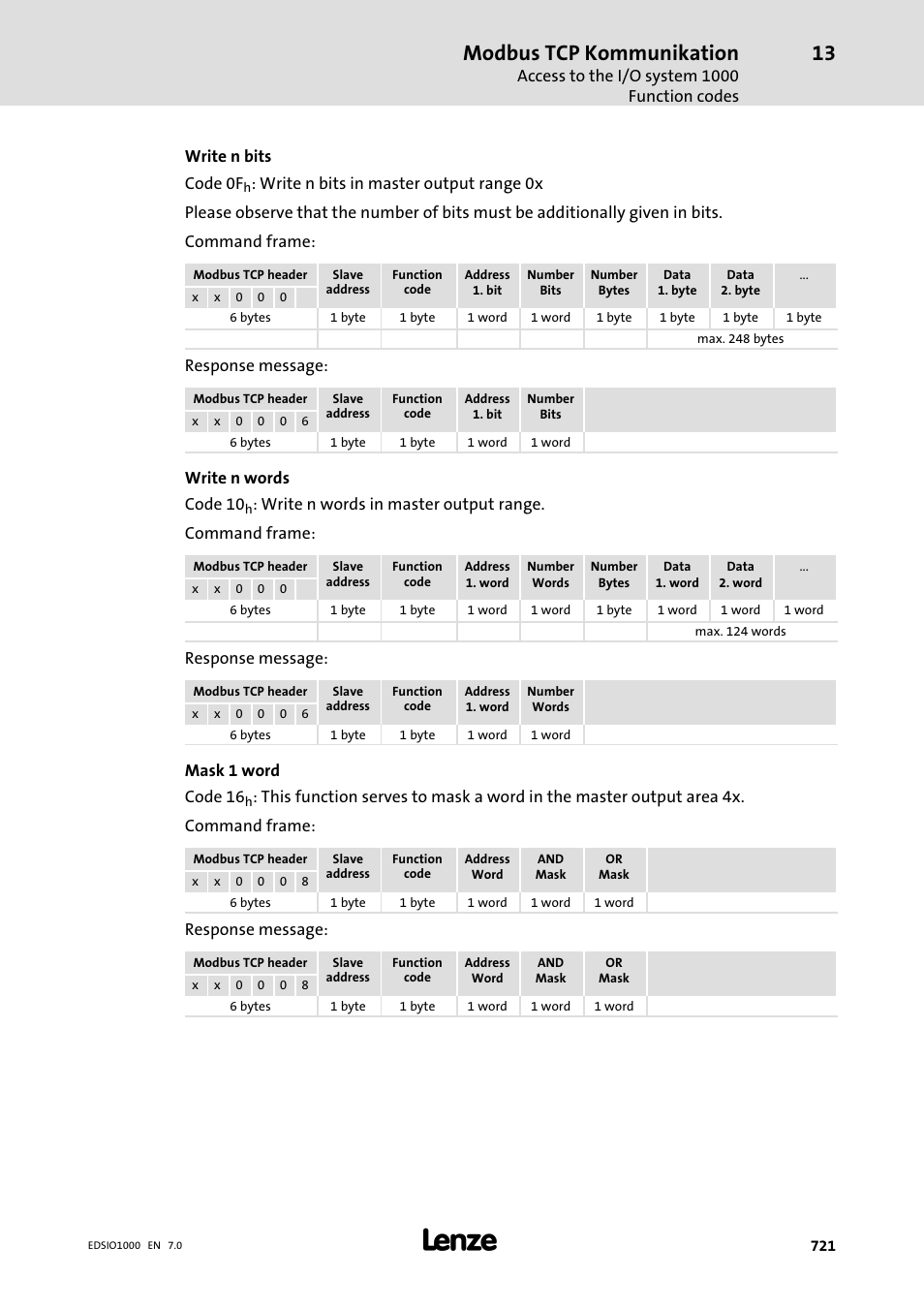 Modbus tcp kommunikation | Lenze I/O system 1000 System Manual User Manual | Page 721 / 744