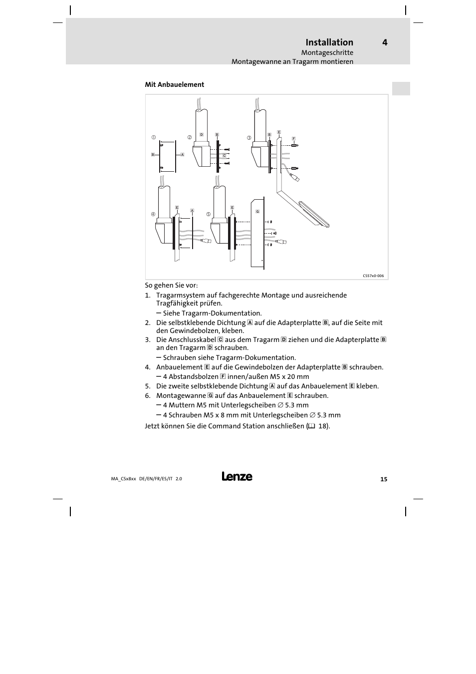 Installation | Lenze CS9800 Mounting Instructions User Manual | Page 15 / 89