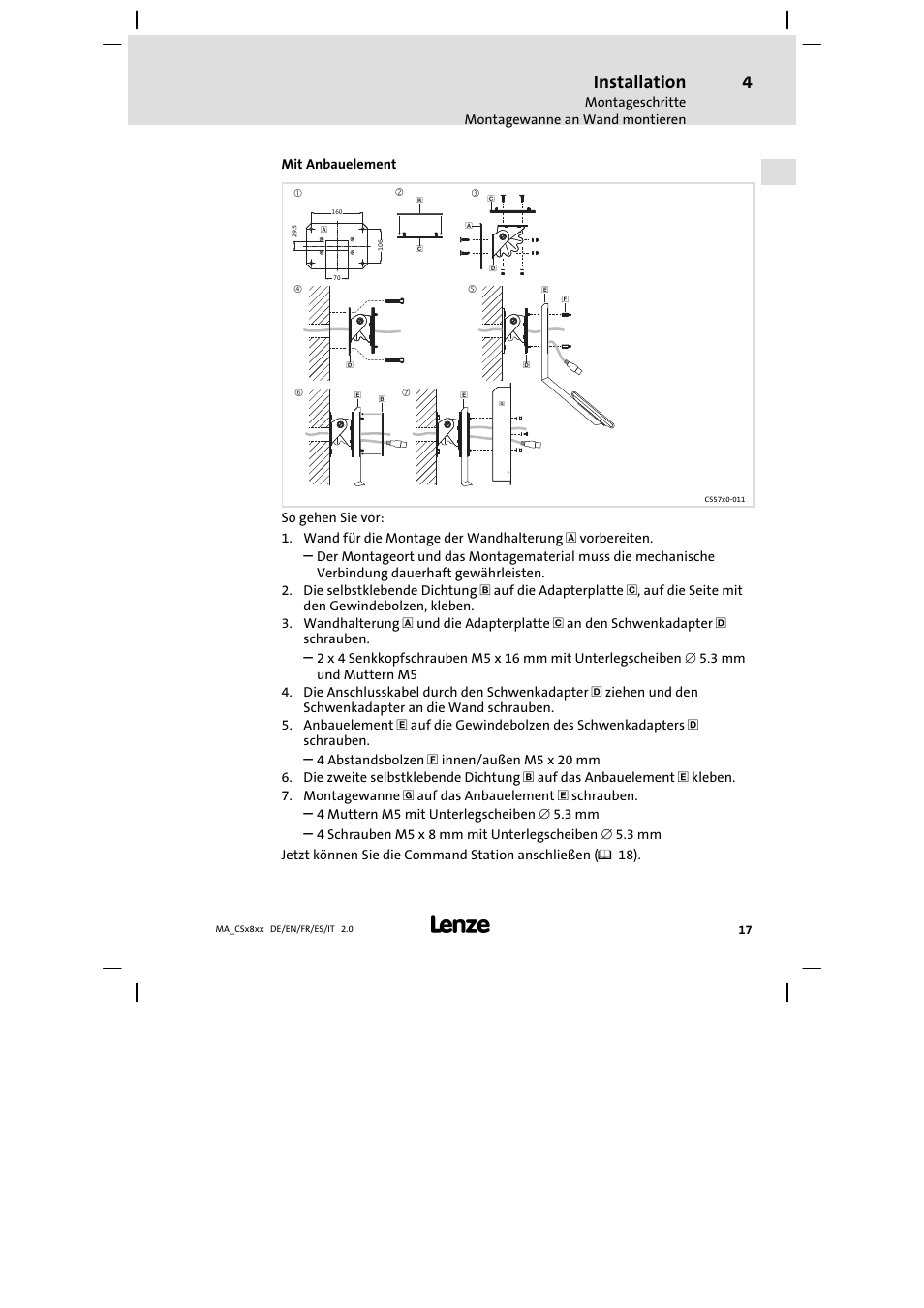 Installation | Lenze CS9800 Mounting Instructions User Manual | Page 17 / 89