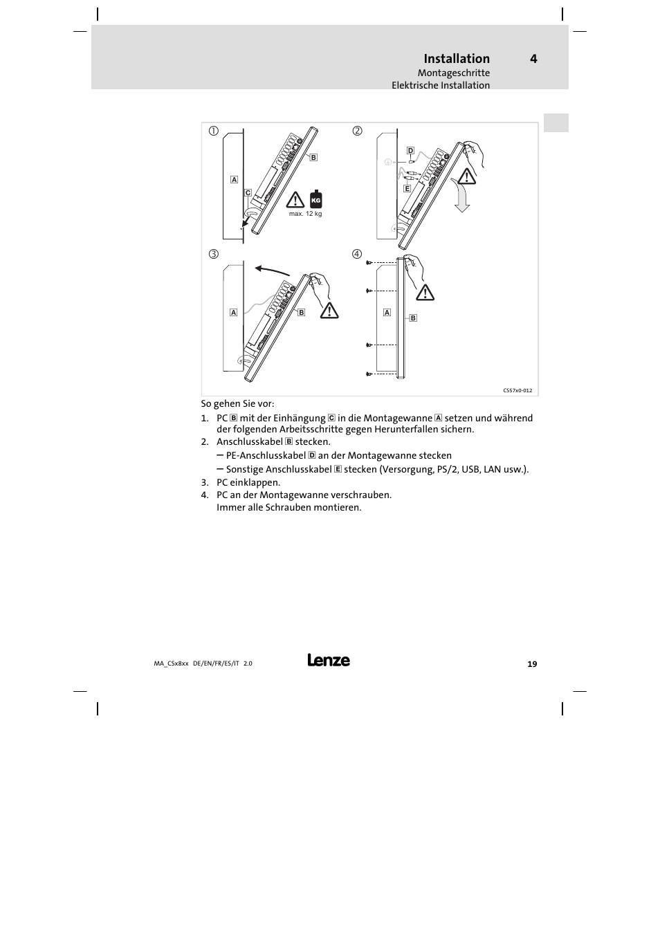 Lenze CS9800 Mounting Instructions User Manual | Page 19 / 89
