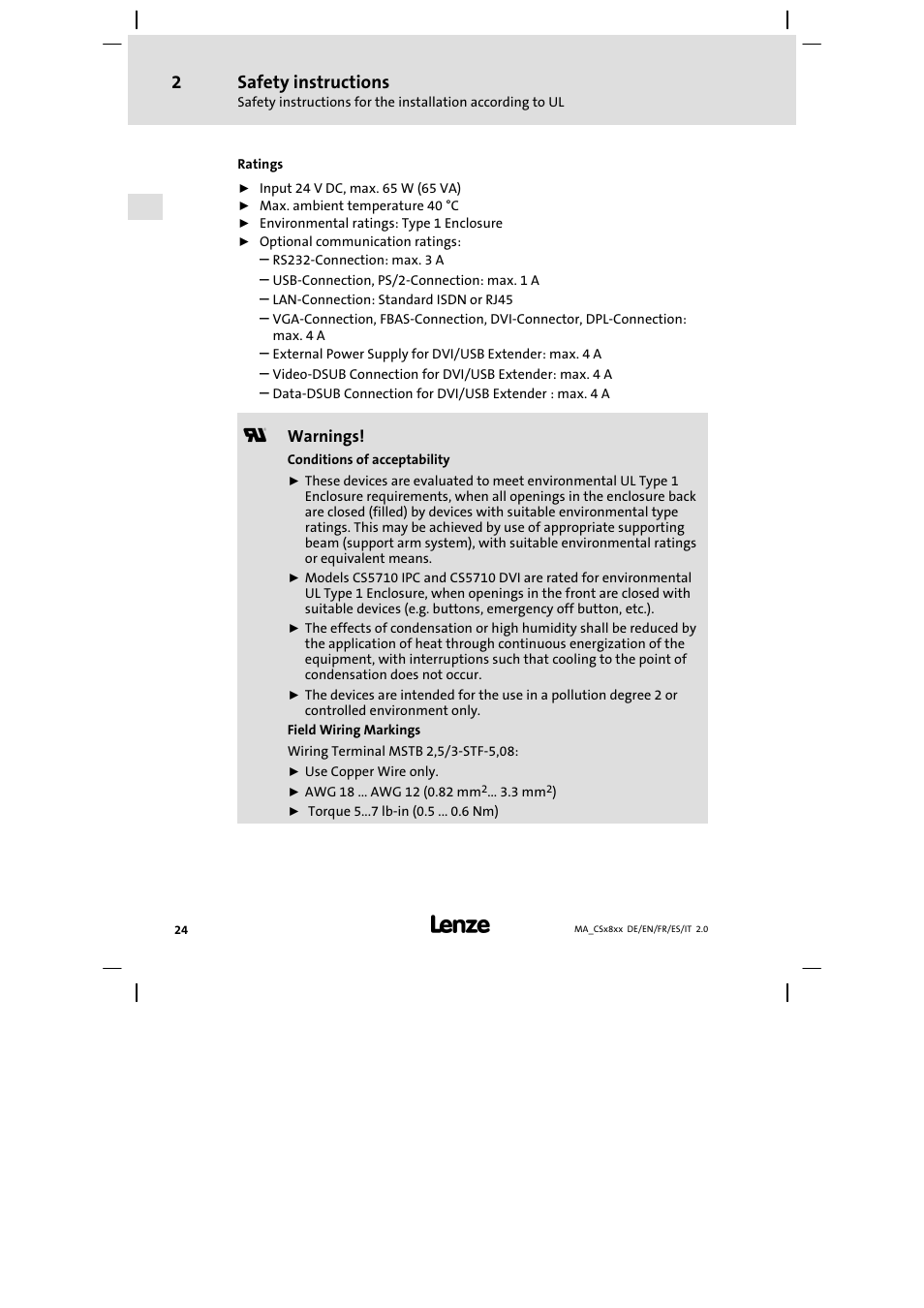 Safety instructions | Lenze CS9800 Mounting Instructions User Manual | Page 24 / 89