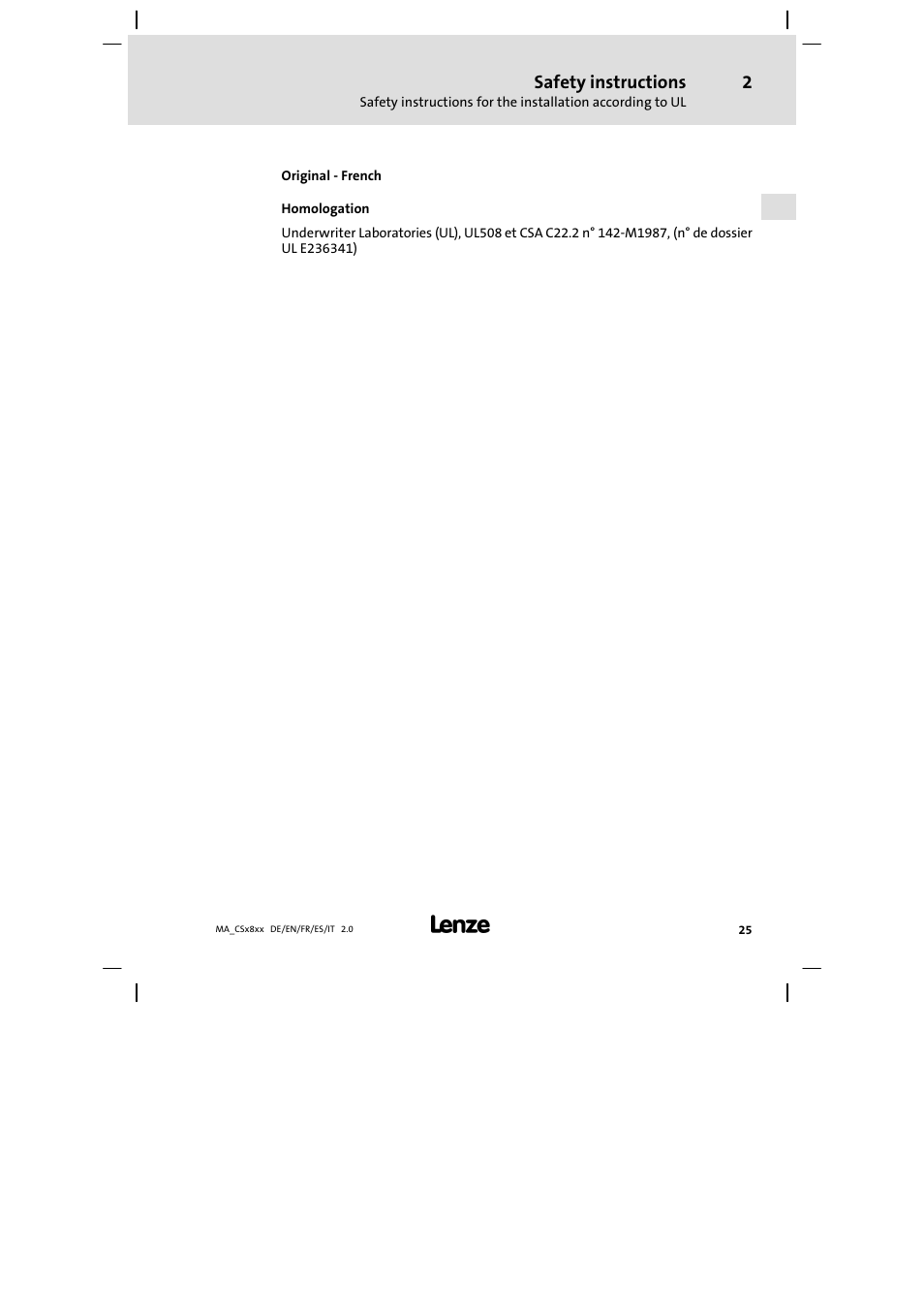 Safety instructions | Lenze CS9800 Mounting Instructions User Manual | Page 25 / 89