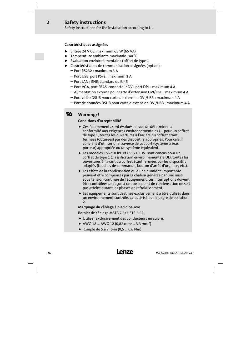 Safety instructions | Lenze CS9800 Mounting Instructions User Manual | Page 26 / 89