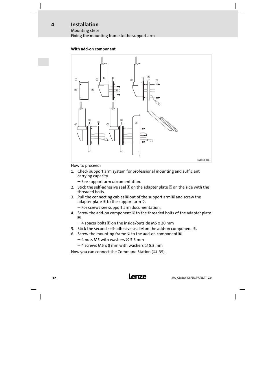 Installation | Lenze CS9800 Mounting Instructions User Manual | Page 32 / 89