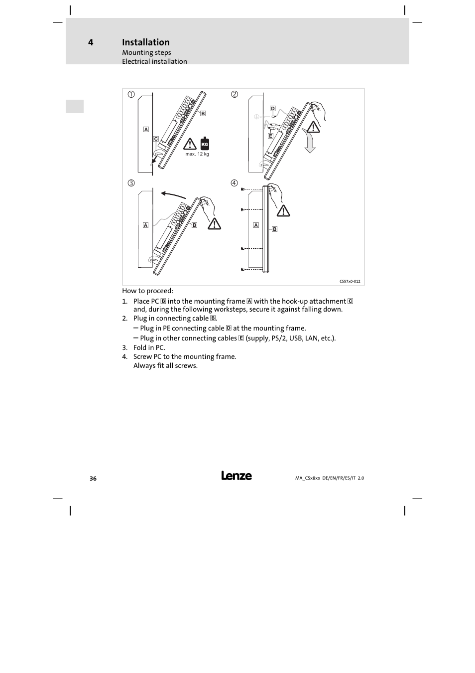 Lenze CS9800 Mounting Instructions User Manual | Page 36 / 89