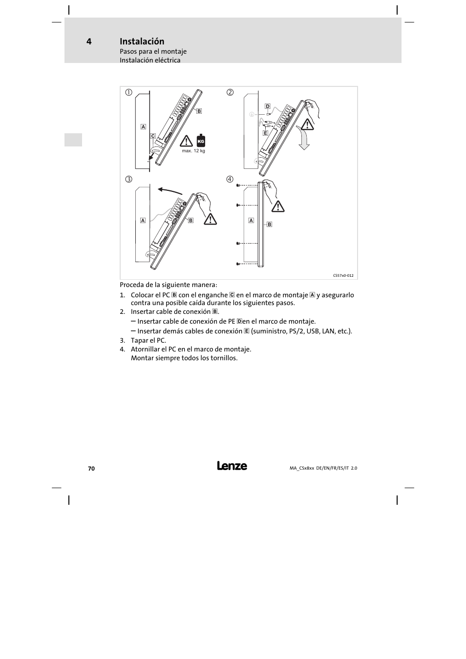 Lenze CS9800 Mounting Instructions User Manual | Page 70 / 89