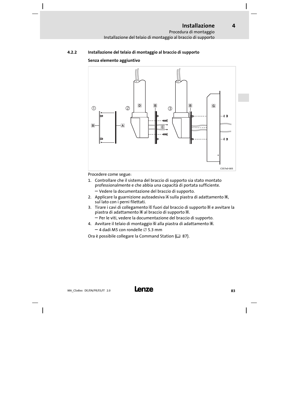 Installazione | Lenze CS9800 Mounting Instructions User Manual | Page 83 / 89