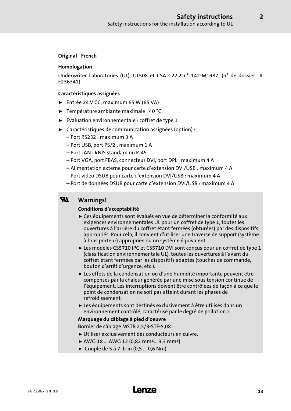 Safety instructions | Lenze CS9800 Operating Instructions User Manual | Page 13 / 60