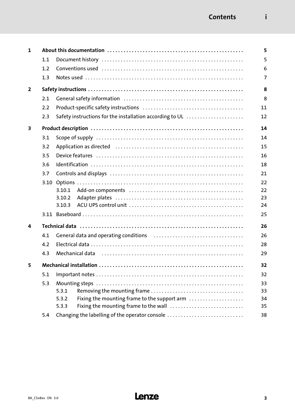Lenze CS9800 Operating Instructions User Manual | Page 3 / 60