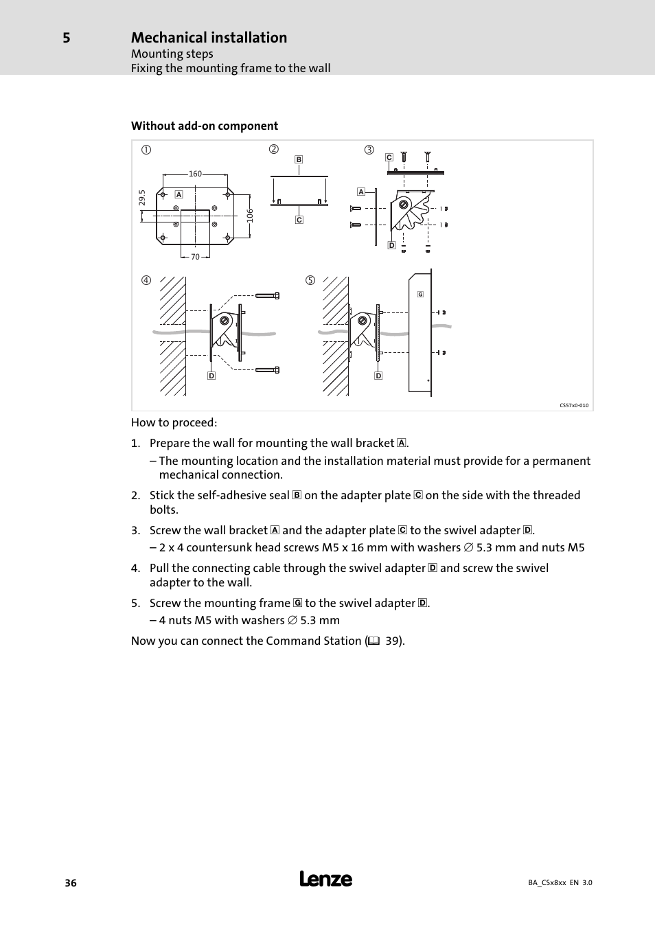 Mechanical installation | Lenze CS9800 Operating Instructions User Manual | Page 36 / 60