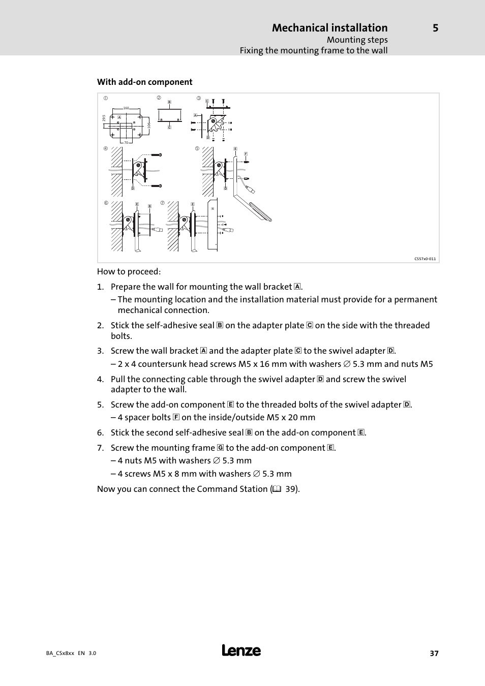 Mechanical installation | Lenze CS9800 Operating Instructions User Manual | Page 37 / 60