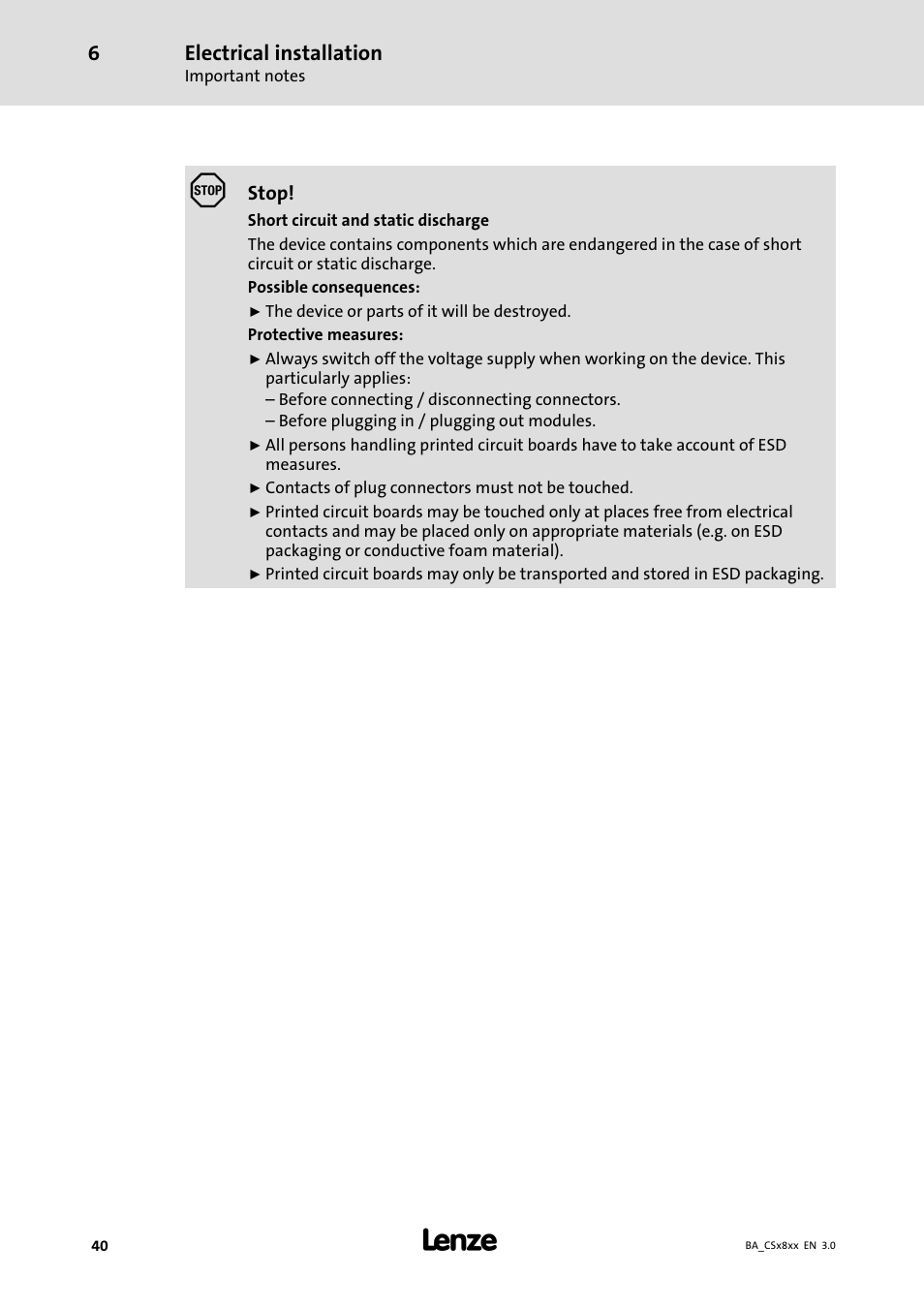 Lenze CS9800 Operating Instructions User Manual | Page 40 / 60