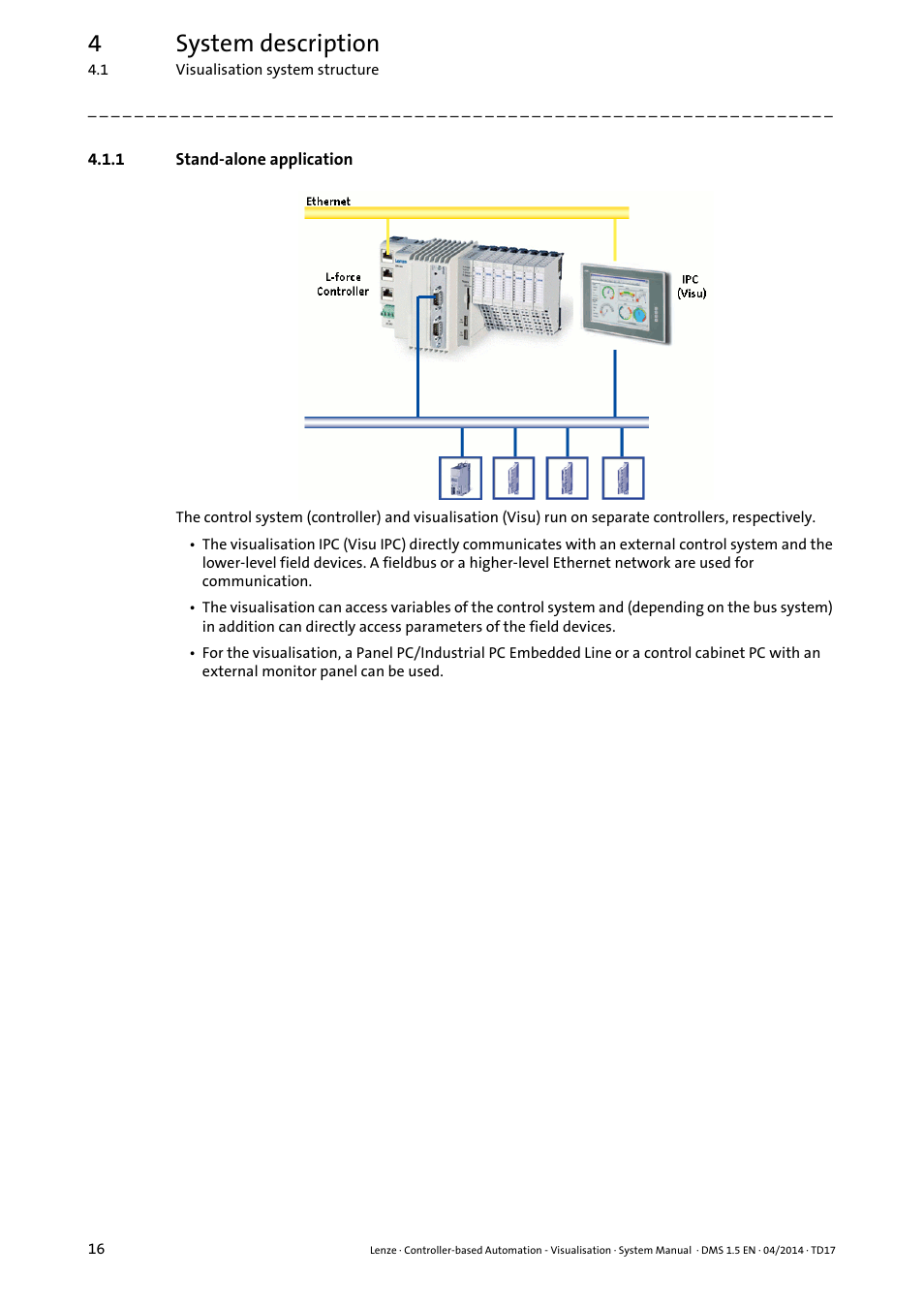 1 stand-alone application, Stand-alone application, 4system description | Lenze Controller-based Automation User Manual | Page 16 / 63