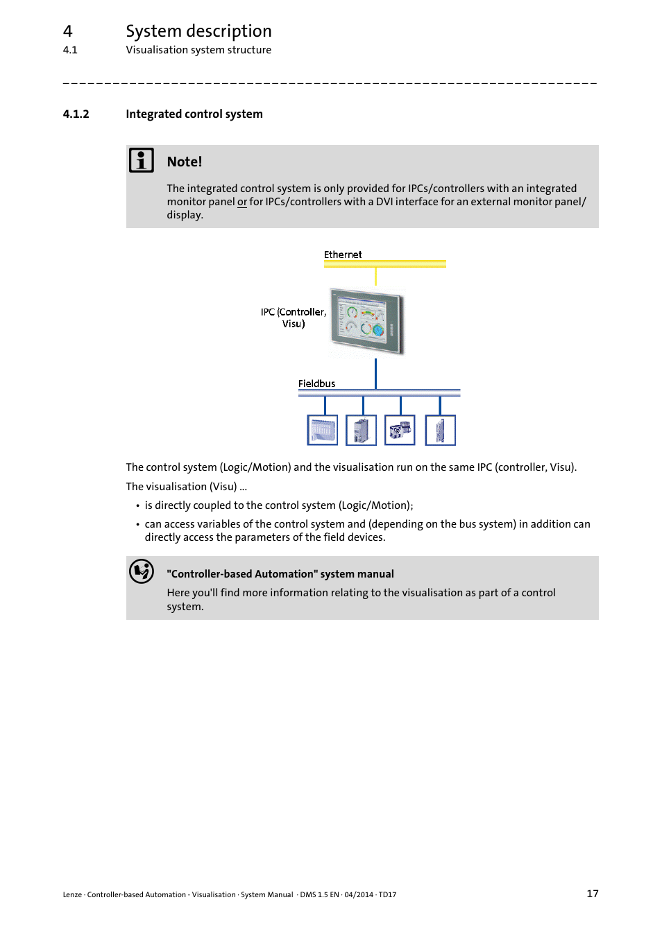 2 integrated control system, Integrated control system, 4system description | Lenze Controller-based Automation User Manual | Page 17 / 63