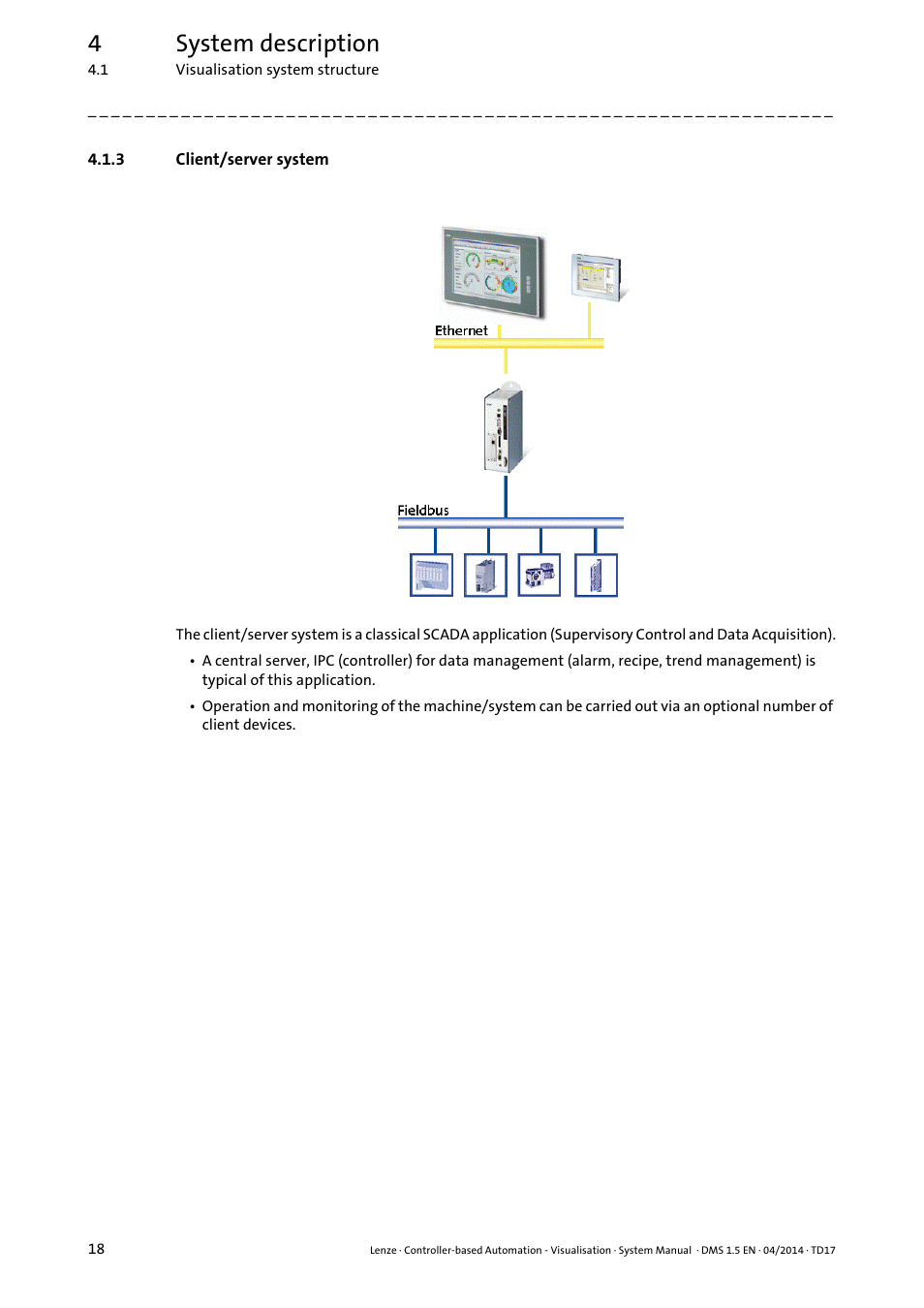 3 client/server system, Client/server system, 4system description | Lenze Controller-based Automation User Manual | Page 18 / 63