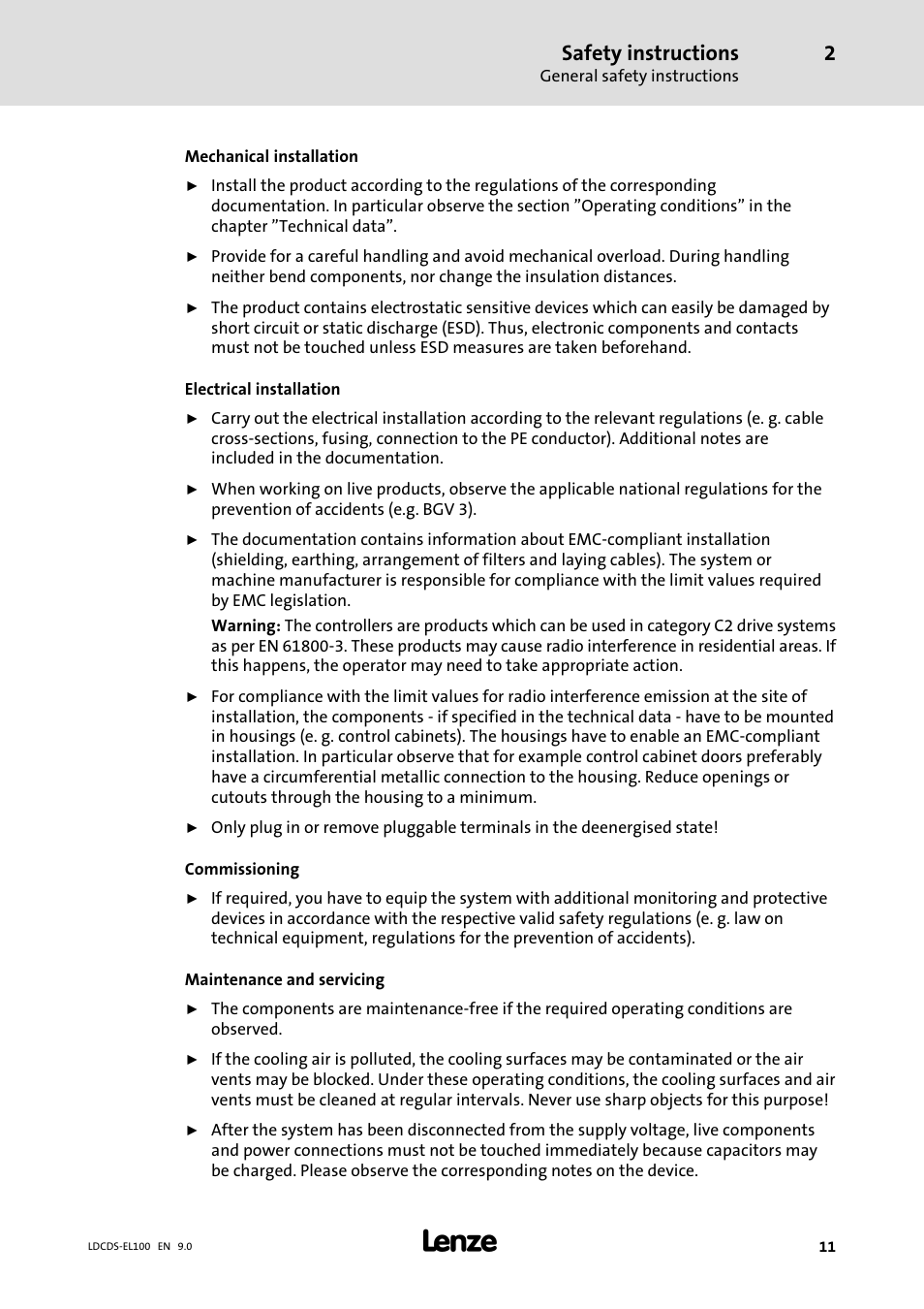 Safety instructions | Lenze HMI for visualisation / with control technology User Manual | Page 11 / 96