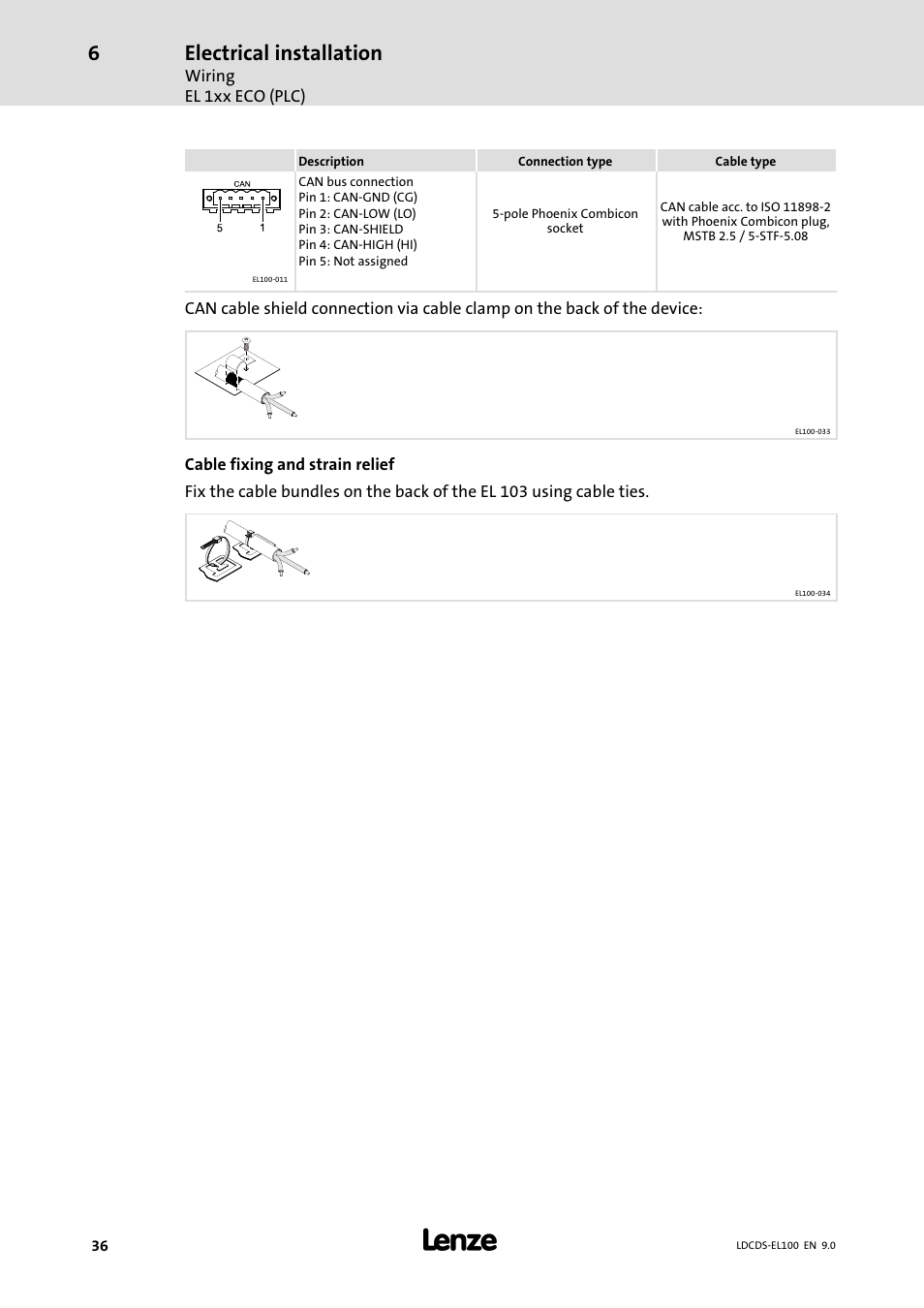 Electrical installation | Lenze HMI for visualisation / with control technology User Manual | Page 36 / 96