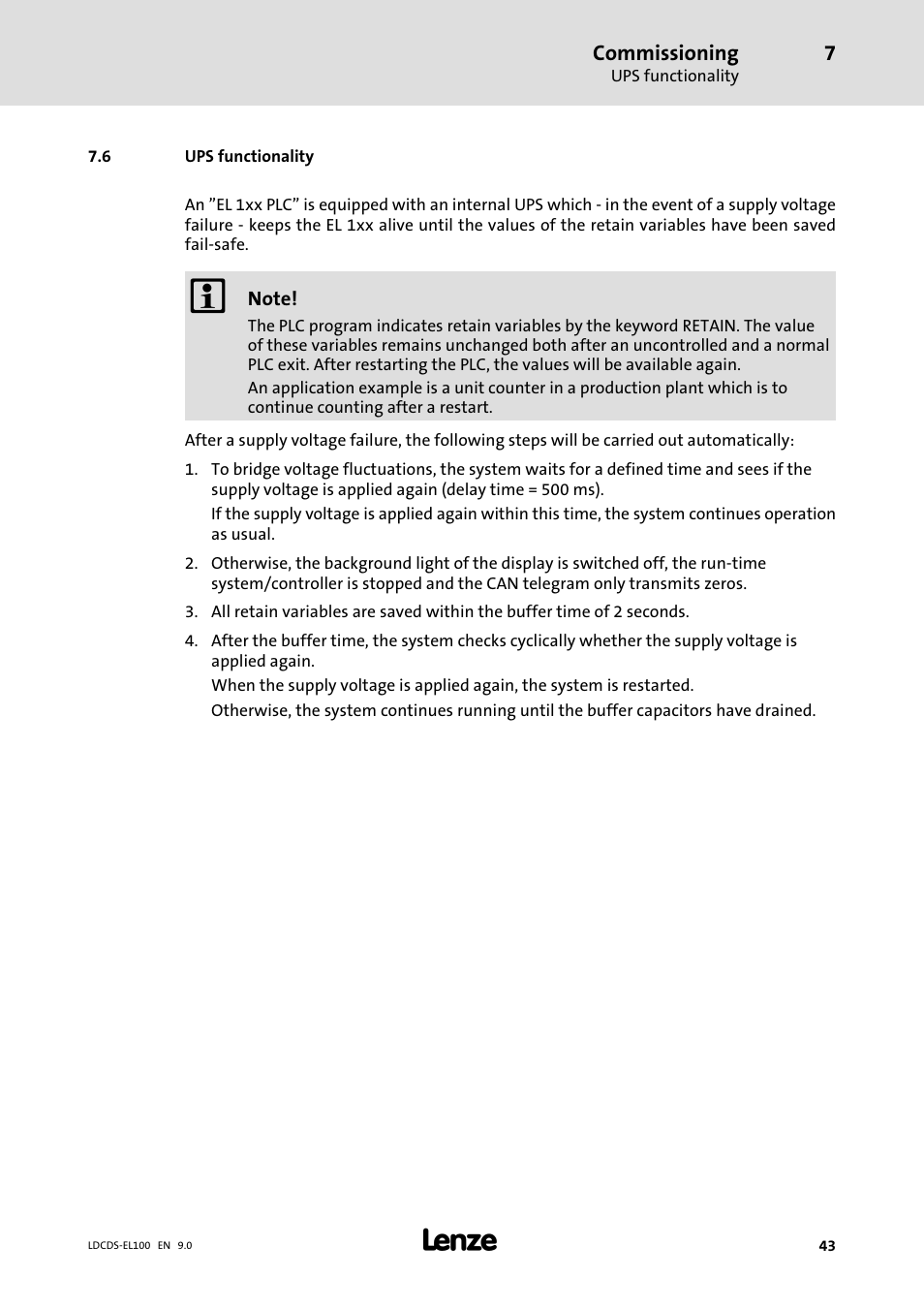 Ups functionality | Lenze HMI for visualisation / with control technology User Manual | Page 43 / 96