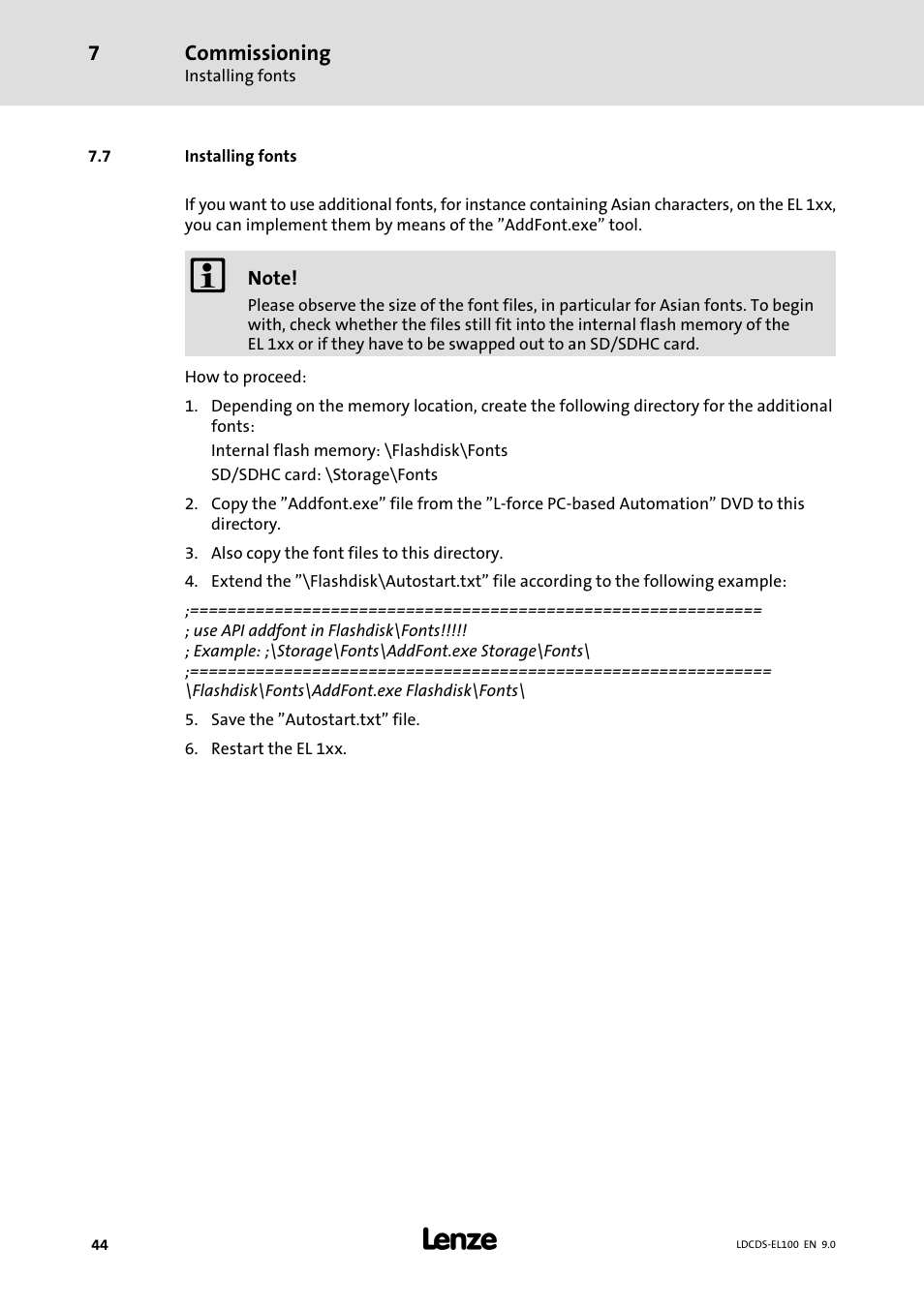 Installing fonts | Lenze HMI for visualisation / with control technology User Manual | Page 44 / 96