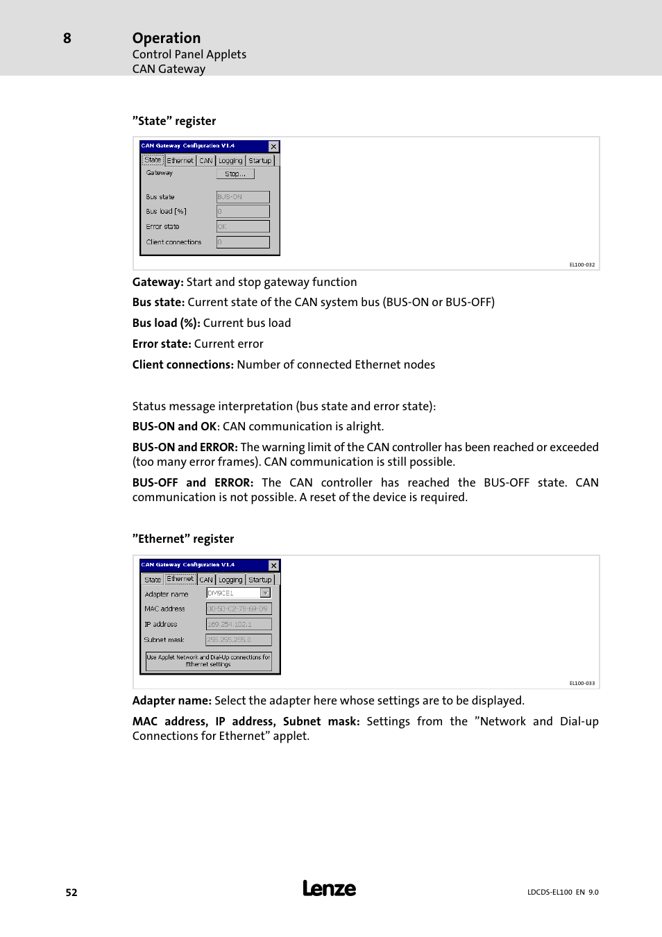 Operation | Lenze HMI for visualisation / with control technology User Manual | Page 52 / 96