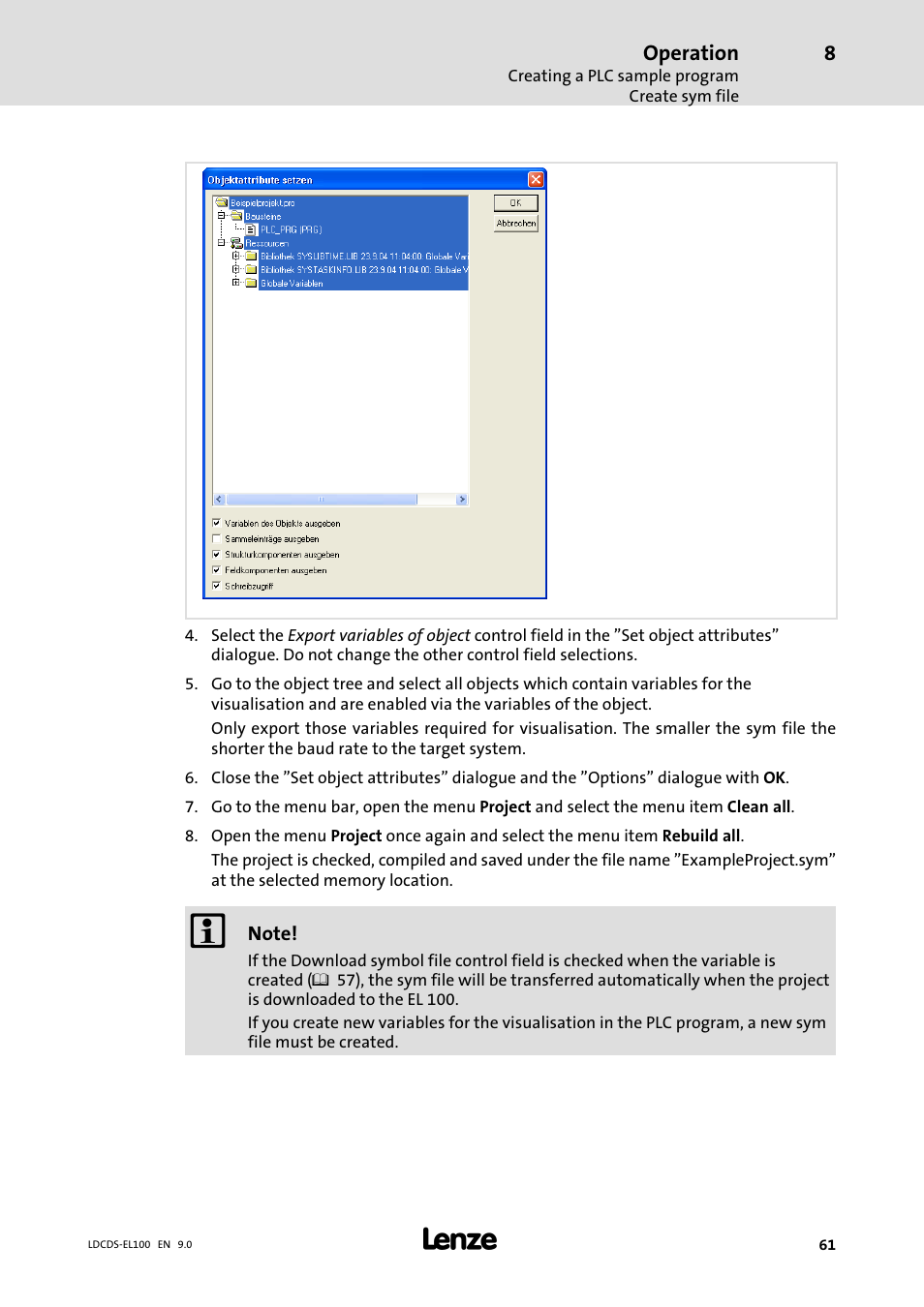 Lenze HMI for visualisation / with control technology User Manual | Page 61 / 96
