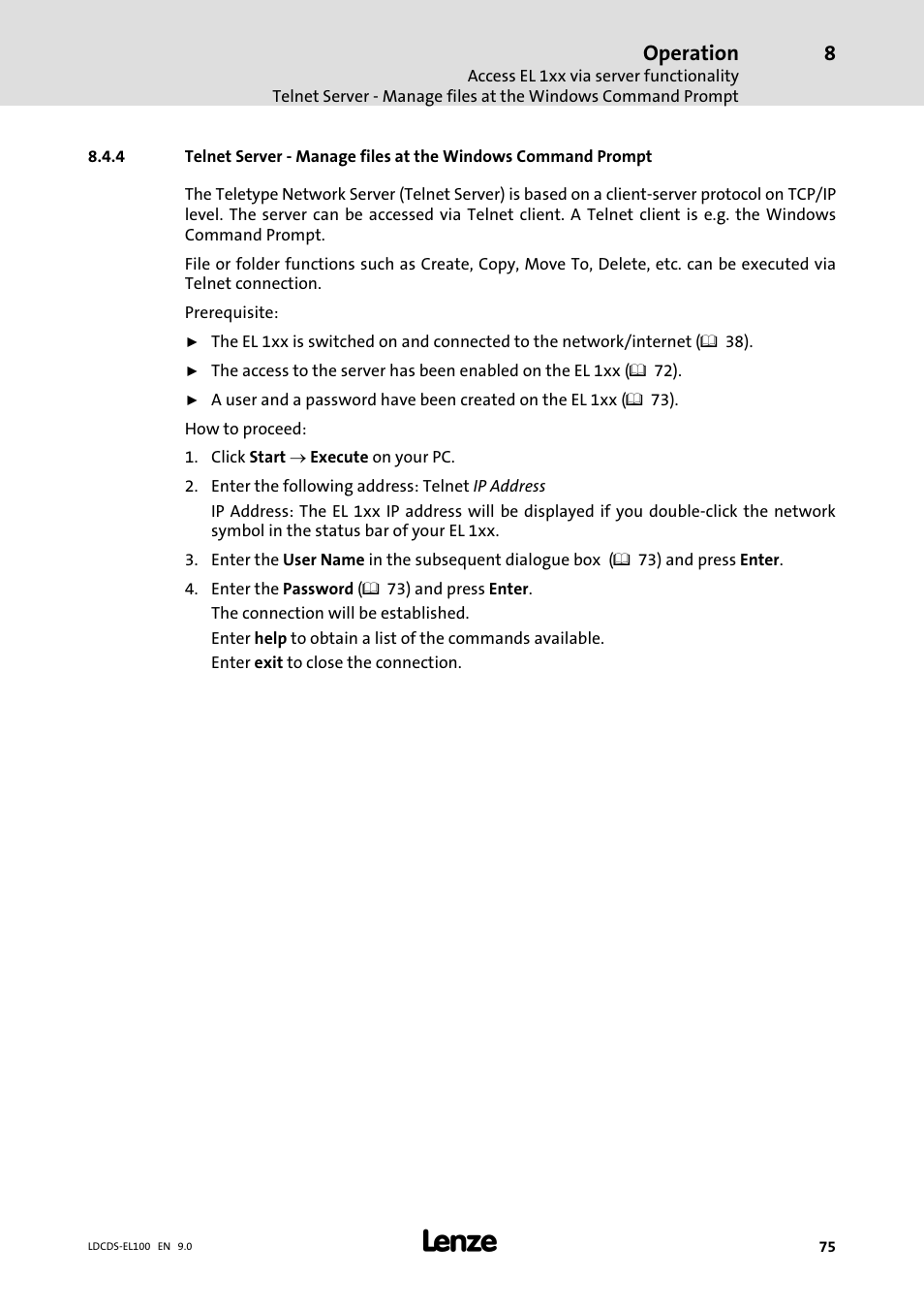 Operation | Lenze HMI for visualisation / with control technology User Manual | Page 75 / 96