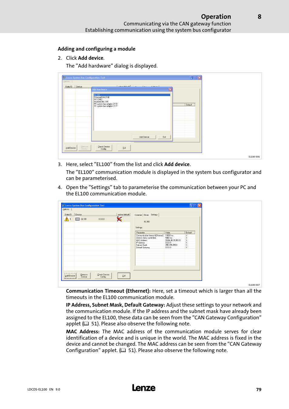 Operation | Lenze HMI for visualisation / with control technology User Manual | Page 79 / 96