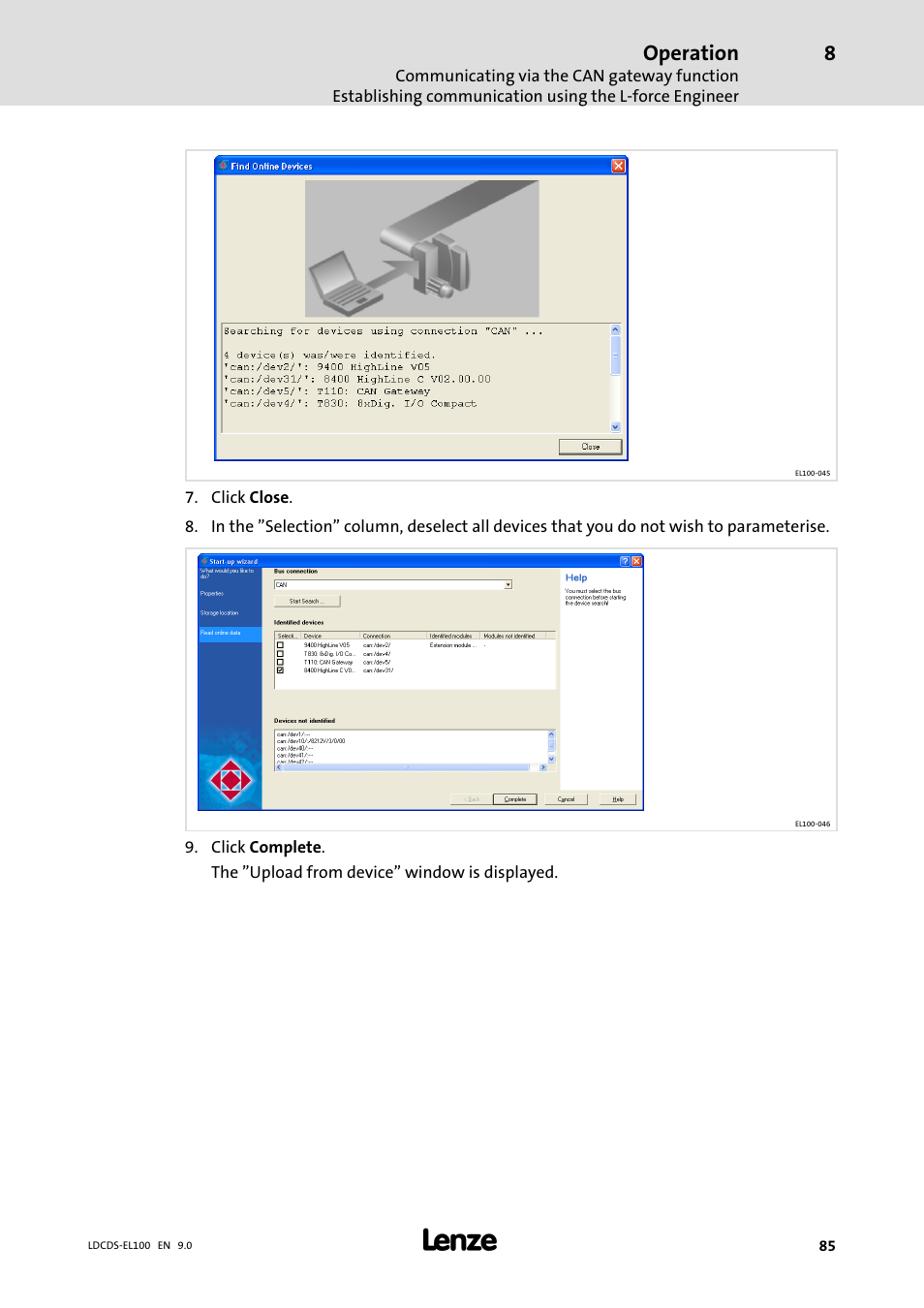 Operation | Lenze HMI for visualisation / with control technology User Manual | Page 85 / 96