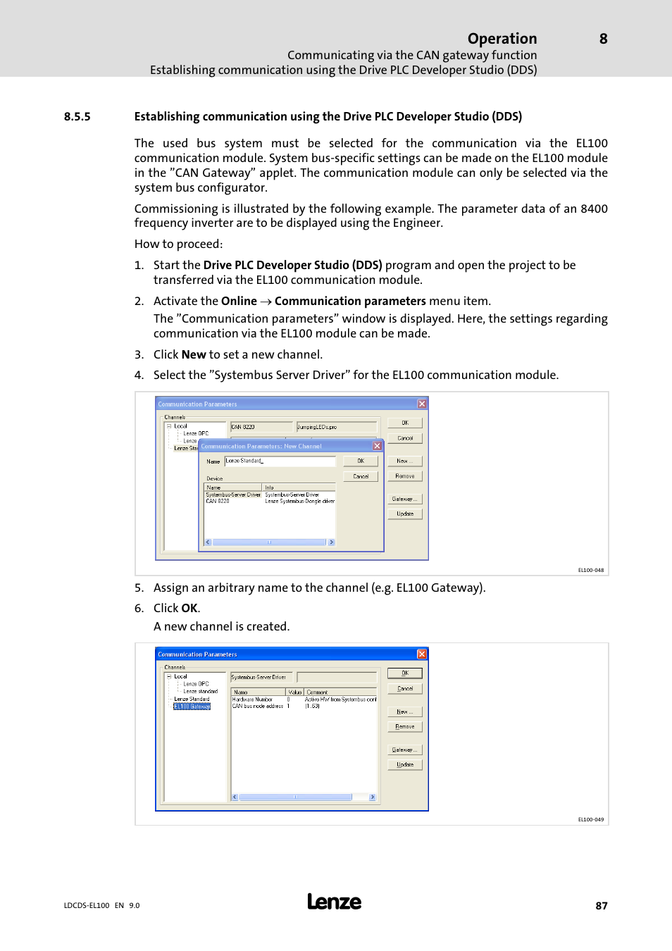 Operation | Lenze HMI for visualisation / with control technology User Manual | Page 87 / 96