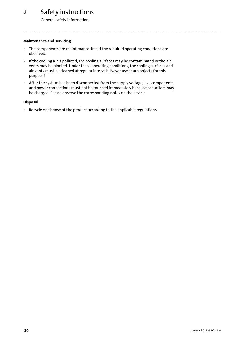 Safety instructions | Lenze Controller 3200 C Operating Instructions User Manual | Page 10 / 40