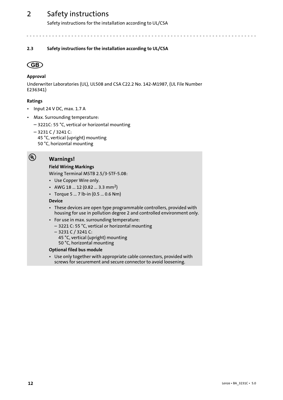 Safety instructions | Lenze Controller 3200 C Operating Instructions User Manual | Page 12 / 40